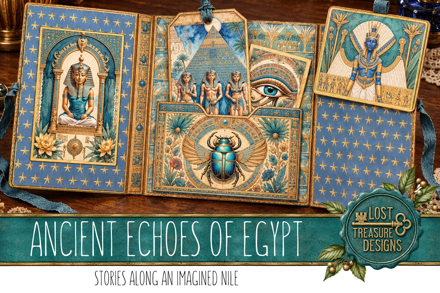 Ancient Egypt Junk Journal Kit: Scrapbook Paper Embellishments (Digital) — Finished Project Showcase