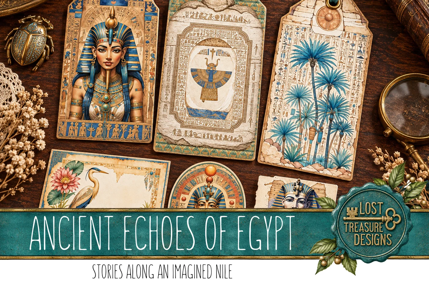 Ancient Egypt Junk Journal Kit: Scrapbook Paper Embellishments (Digital) — Finished Project Showcase