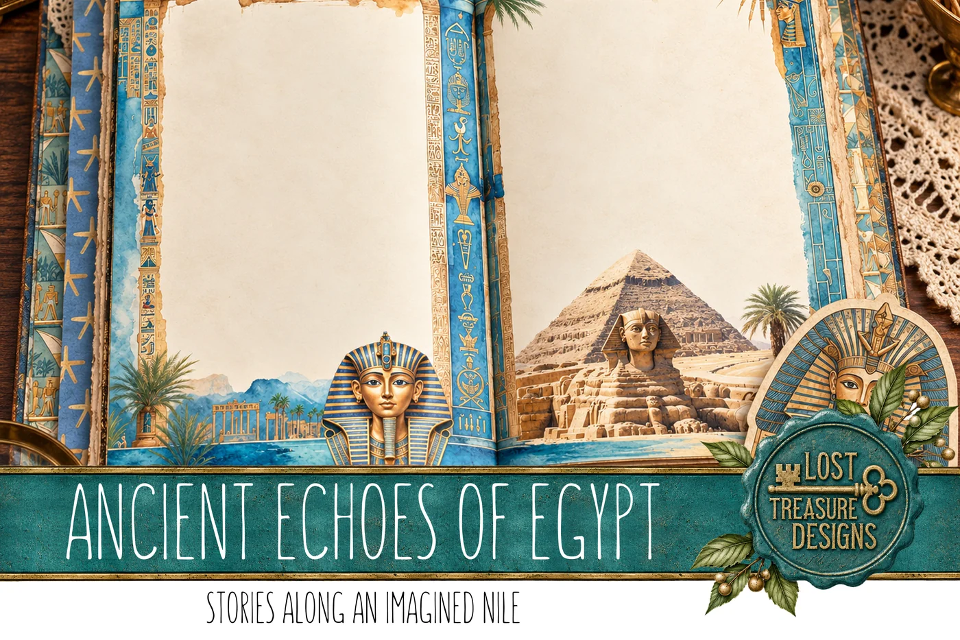 Ancient Egypt Junk Journal Kit: Scrapbook Paper Embellishments (Digital) — Finished Project Showcase