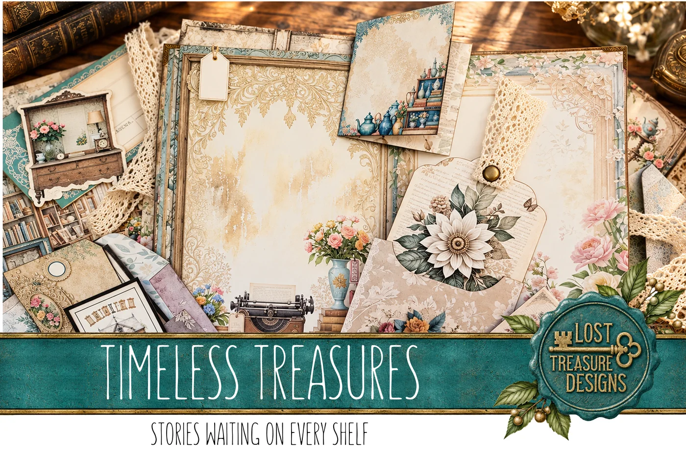 Antique Shop Junk Journal Kit: Vintage Ephemera, Scrapbook Pages (Digital Download) — Finished Project Showcase