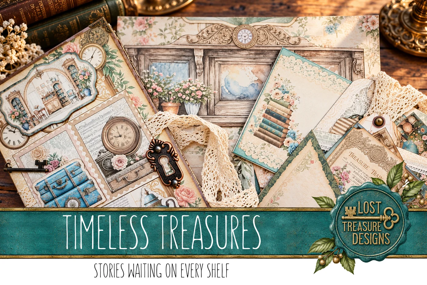 Antique Shop Junk Journal Kit: Vintage Ephemera, Scrapbook Pages (Digital Download) — Finished Project Showcase