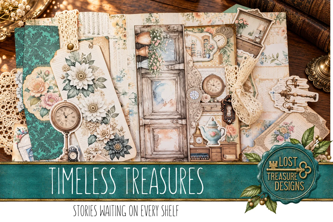 Antique Shop Junk Journal Kit: Vintage Ephemera, Scrapbook Pages (Digital Download) — Finished Project Showcase