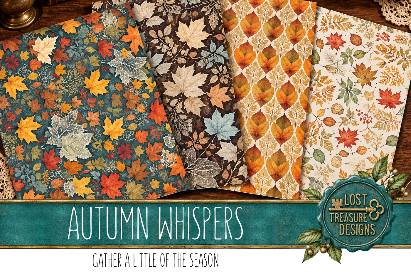 Autumn Foliage Junk Journal Kit: Watercolor Leaves, Embellishments (Digital Download) — Finished Project Showcase