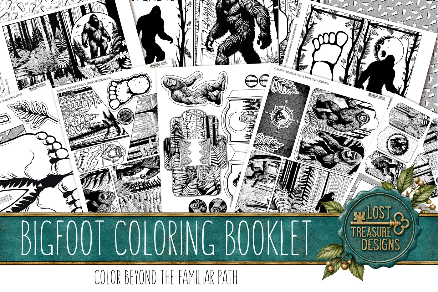 Bigfoot Coloring Booklet, Junk Journal Papercraft Kit (Printable) — Finished Project Showcase