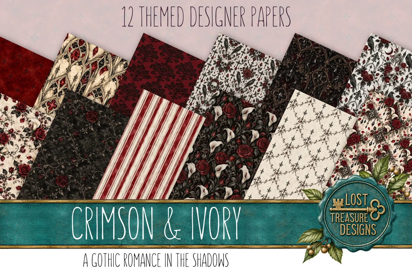 Crimson & Ivory — Designer Paper Preview