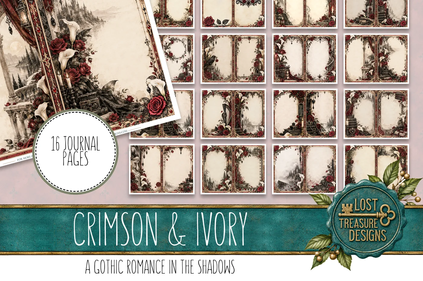 Crimson & Ivory — Journal Layout Preview