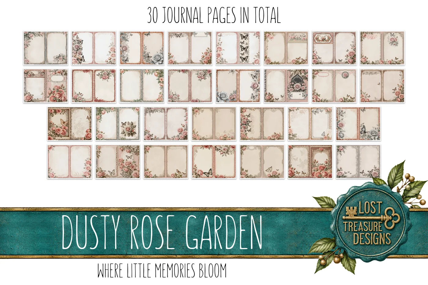 Dusty Rose Garden — Journal Layout Preview