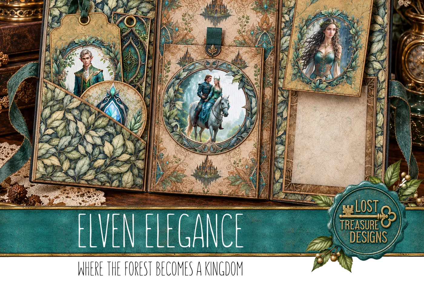 Elven Junk Journal Kit: Fantasy Empire Printable, Folio Bonus (Digital Download) — Finished Project Showcase
