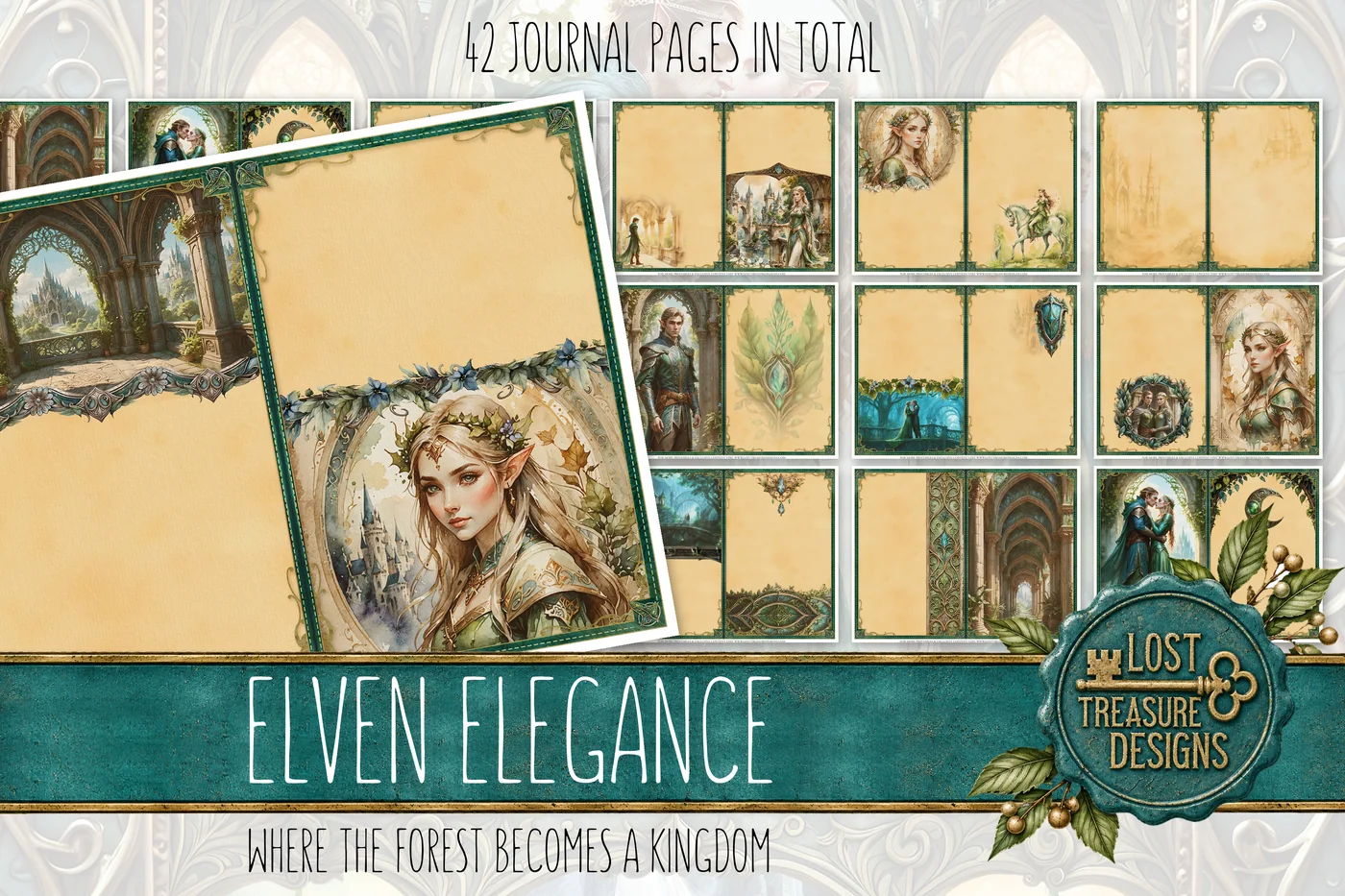 Elven Junk Journal Kit: Fantasy Empire Printable, Folio Bonus (Digital Download) — Journal Layout Preview 3