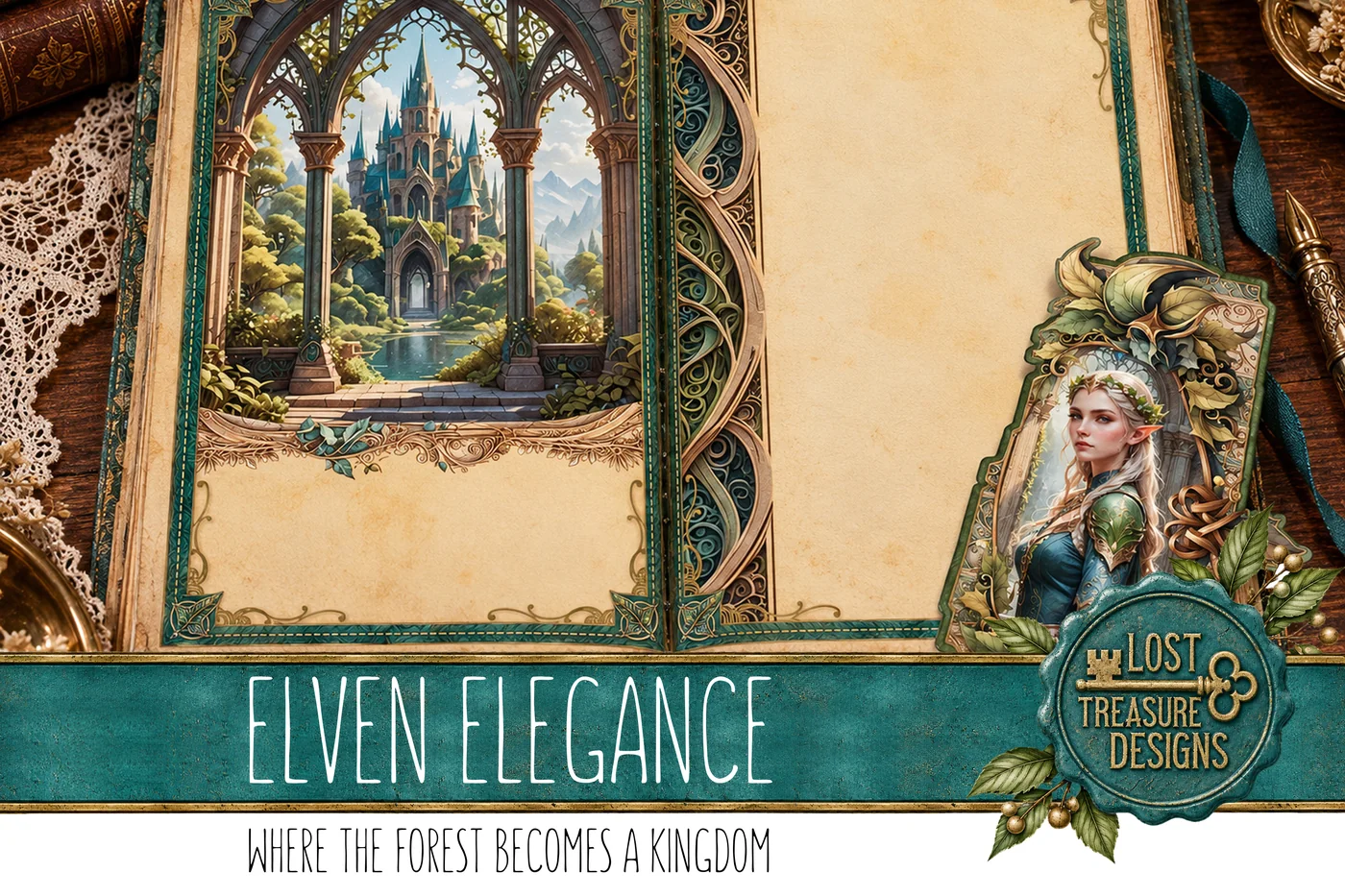 Elven Junk Journal Kit: Fantasy Empire Printable, Folio Bonus (Digital Download) — Finished Project Showcase