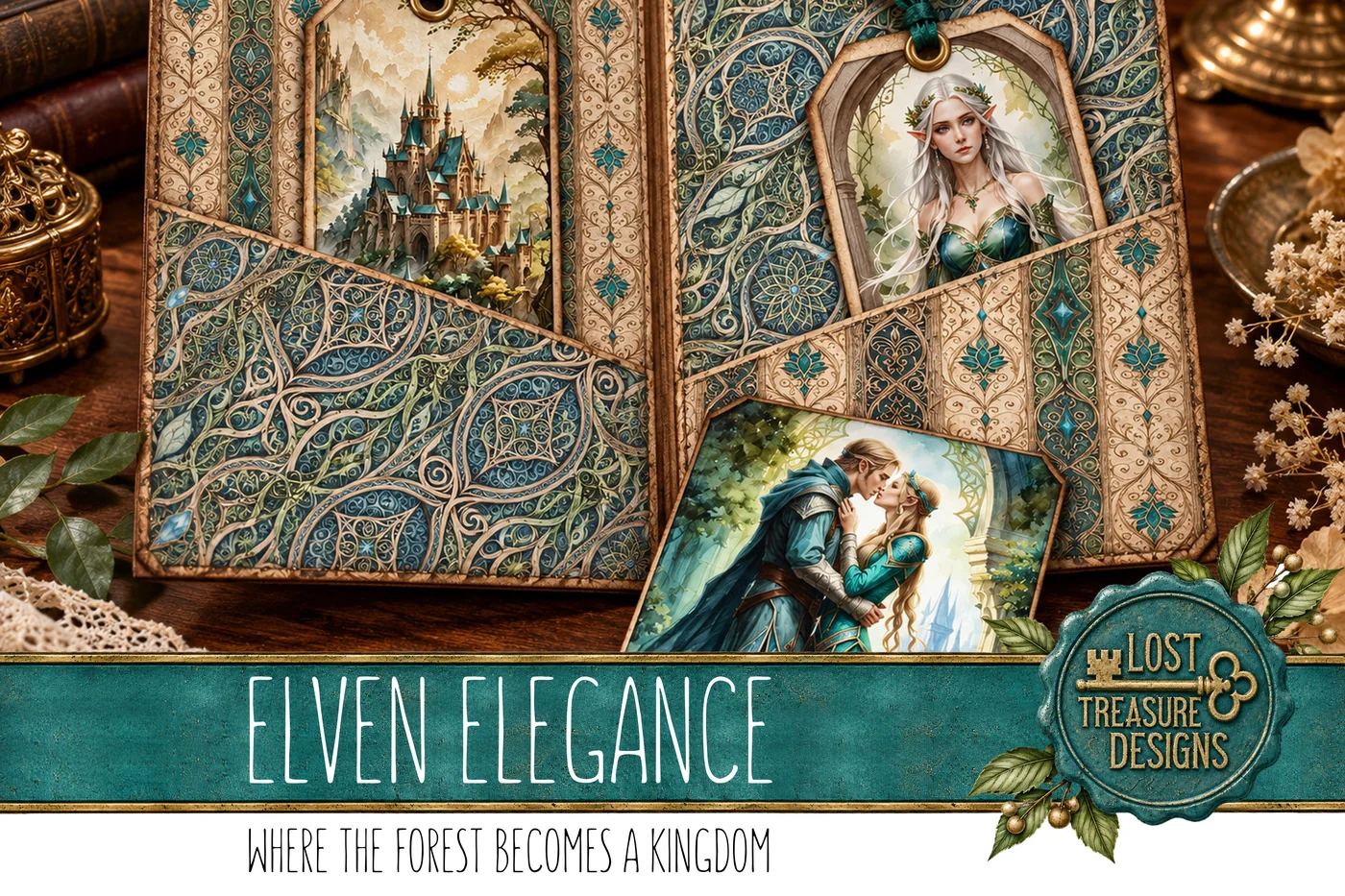 Elven Junk Journal Kit: Fantasy Empire Printable, Folio Bonus (Digital Download) — Finished Project Showcase