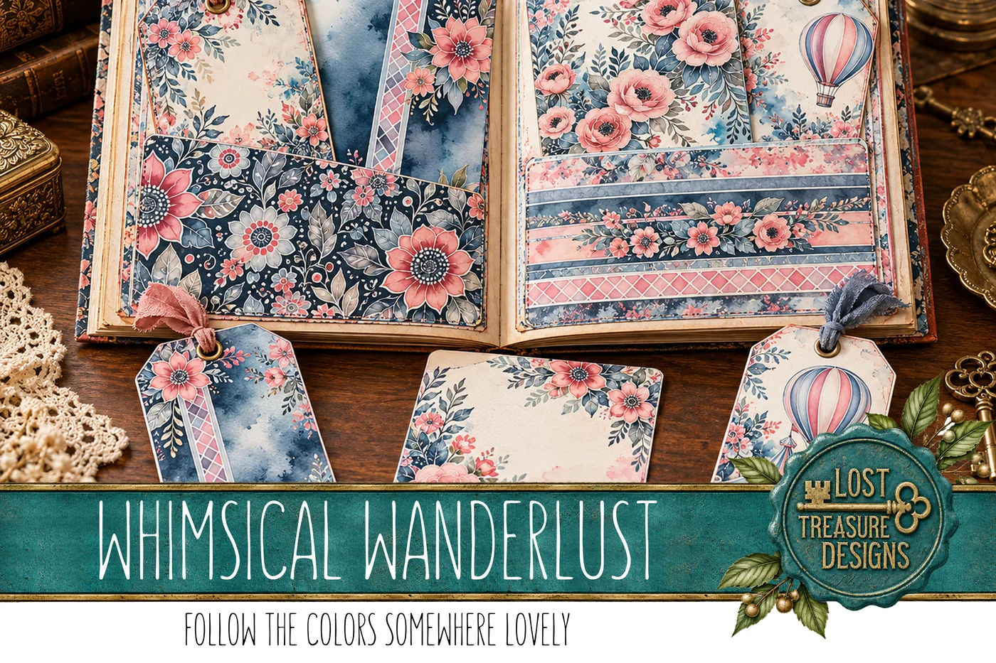 Vintage Whimsical Junk Journal Kit: Floral Ephemera (Digital) — Finished Project Showcase